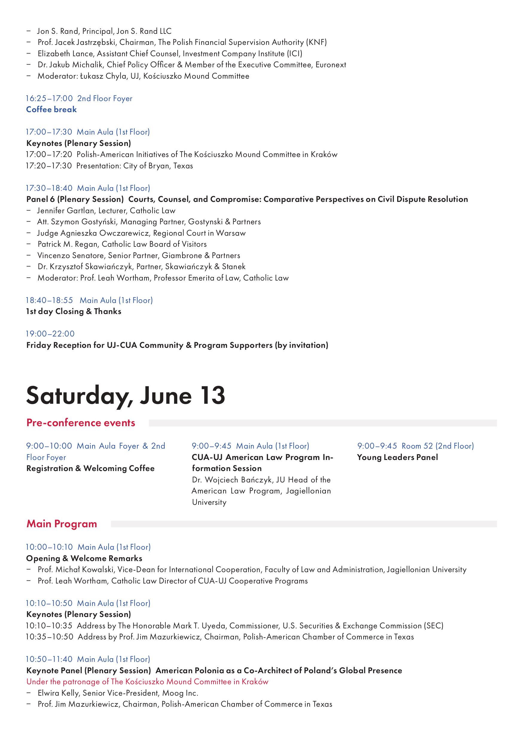 4th US-CEE Connection Weekend Conference Agenda